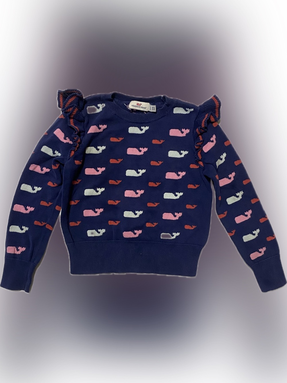 Vineyard Vines Navy Whale Intarsia Girl’s Crewneck Sweater